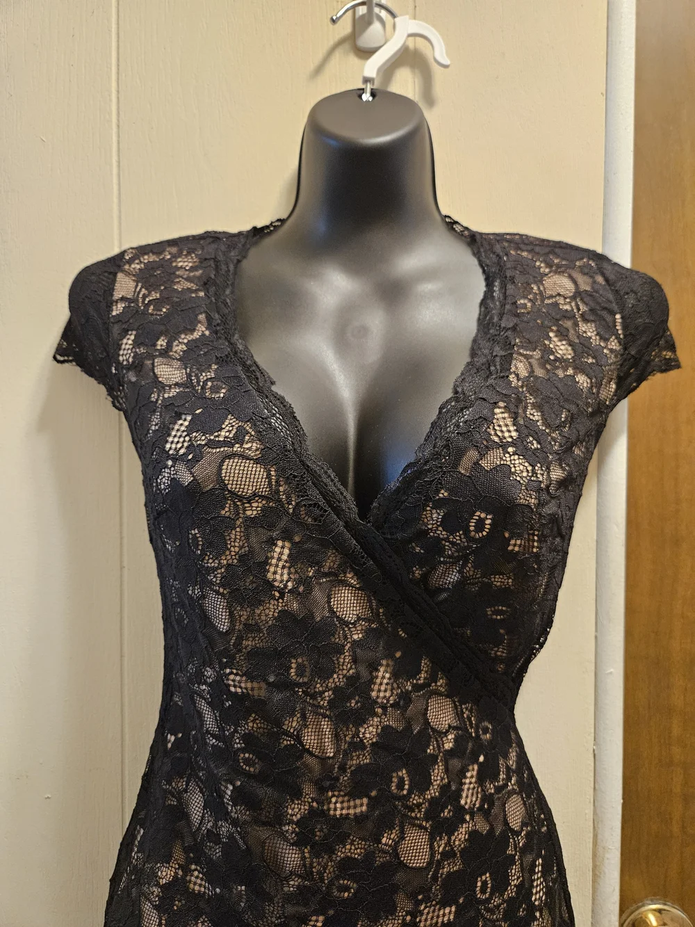 bebe Black Lace Wrap Sheath Dress - Picture 2 of 4